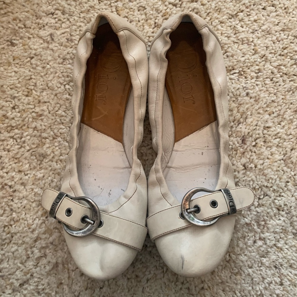 Cream Dior Flats